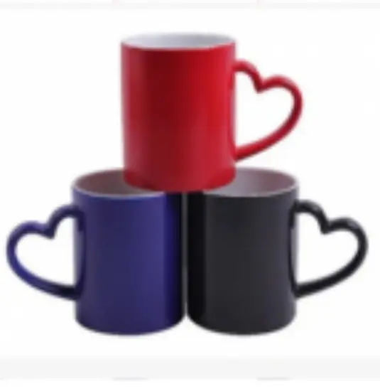 Personalized Printing on Heart Handle Magic Matte Mug