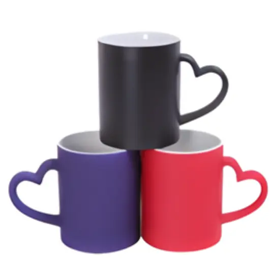 Customized Printing on Heart Handle Magic Mug- Glossy
