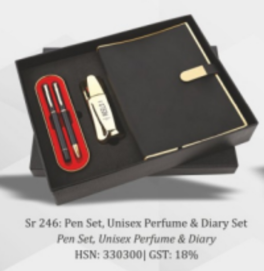 Personalized Printing on Pen Set with Unisex Perfumes and Diary set